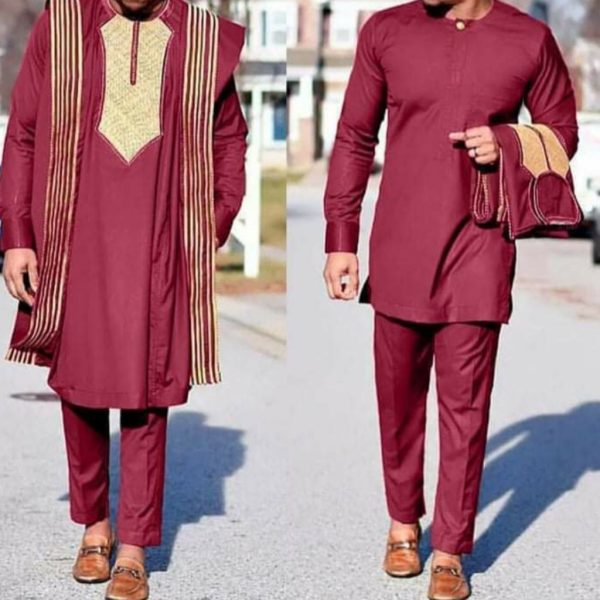 Ogbuagu Wine 3-Piece African Clothing.