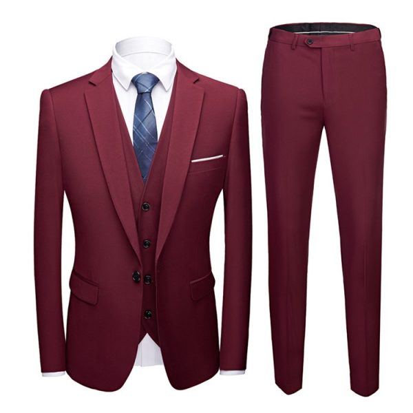 Ben 3-Piece Slim Fit Burgundy Suit