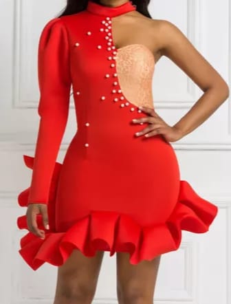 Lizzy Beaded Short Dress With Flare