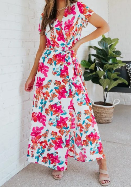 Madison Wrap V Neck Dress