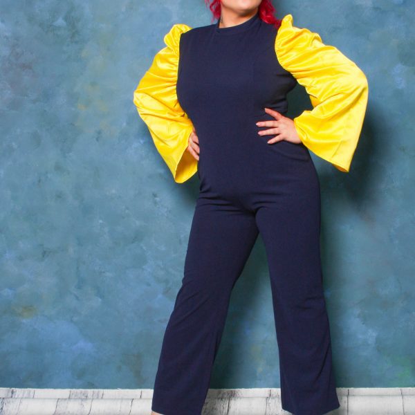 Lois Blue Jumpsuit With Yellow Sleeves