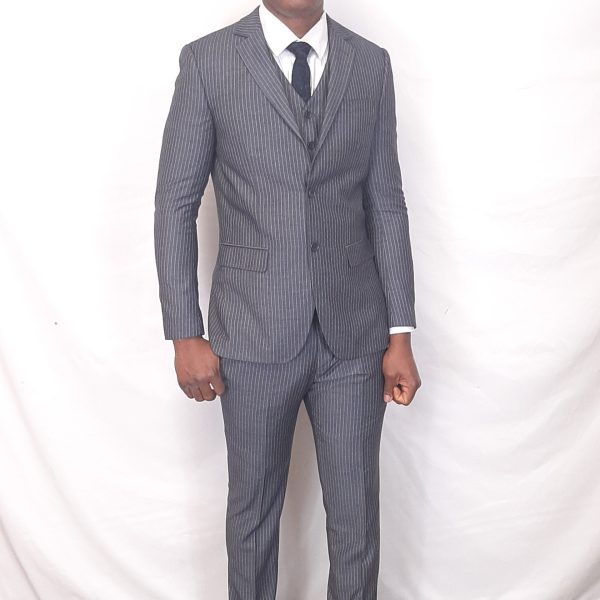 Grey striped suit