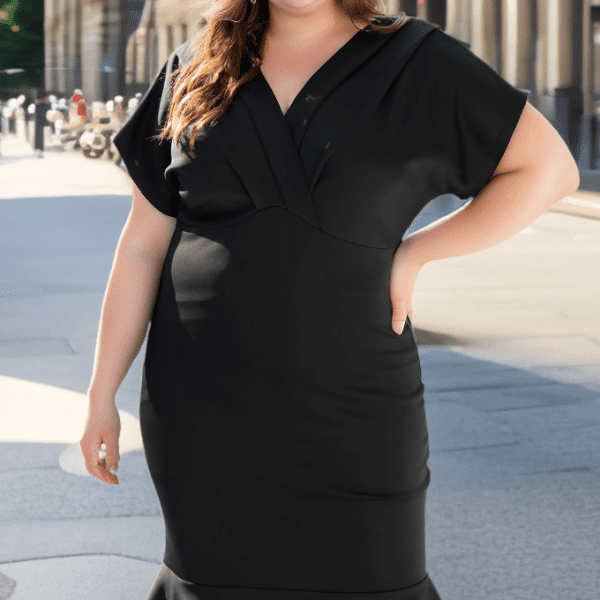 Brooklyn Pleated V Neck Ruffle Hem Bodycon Dress