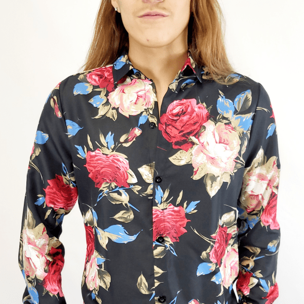 Long Sleeve Midnight Floral Elegance Shirt
