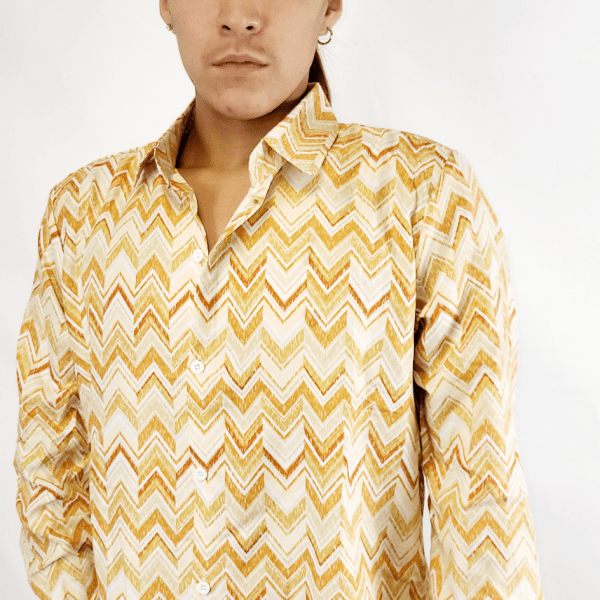 Golden Chevron Chic Men Shirt