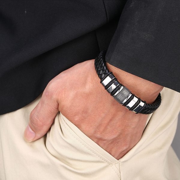 Leather Steel Core Woven Bracelet