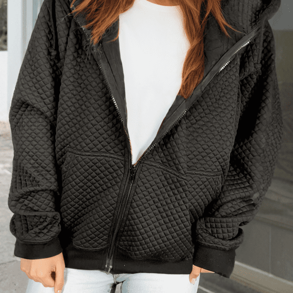 Quilted Cozy Zip-Up Hoodie